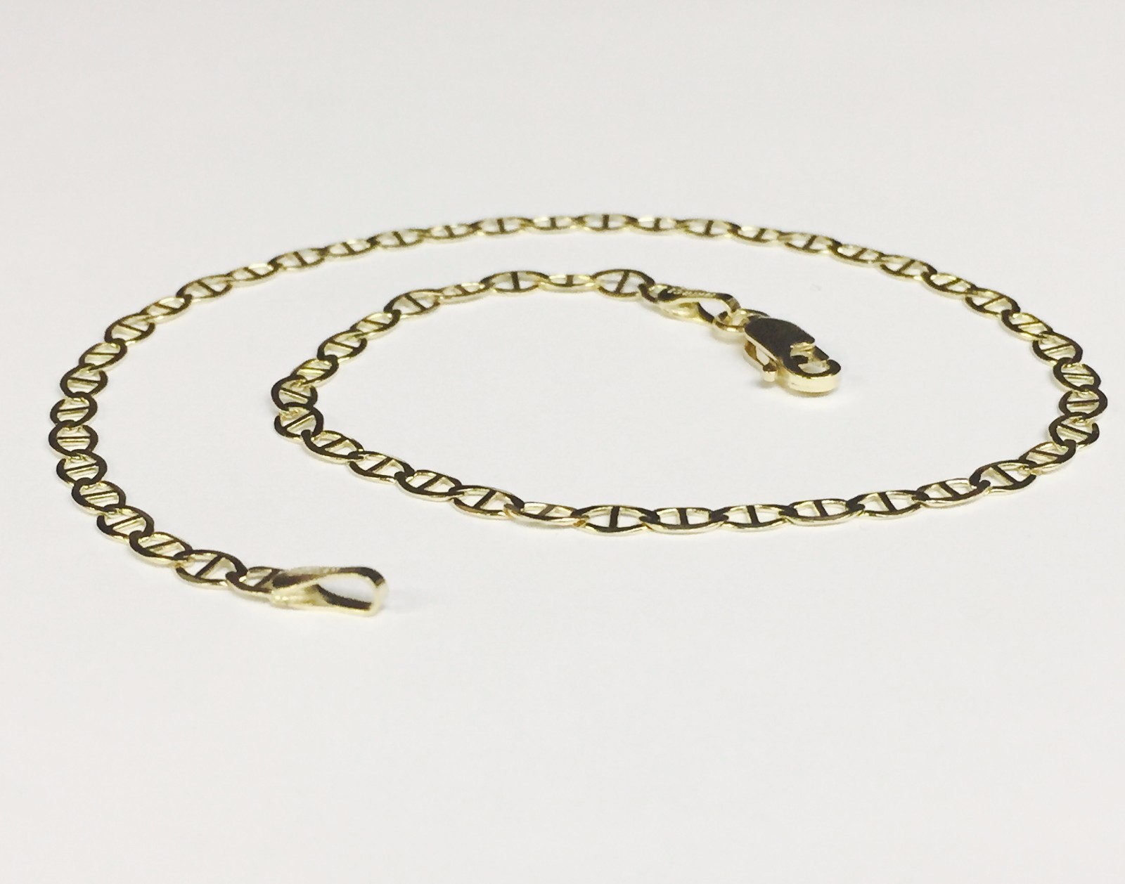 10k Yellow Gold 9″ Solid Anchor Mariner Link Anklet Chain Bracelet 3.2 mm 2Gram