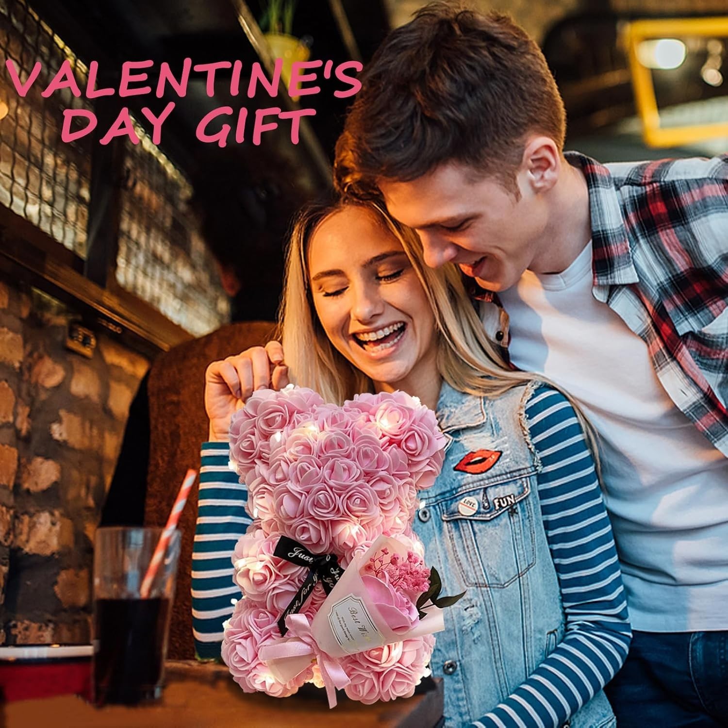 Women Gifts Ideas for Valentines Day, Preserved Forever Rose Gift with Necklace*