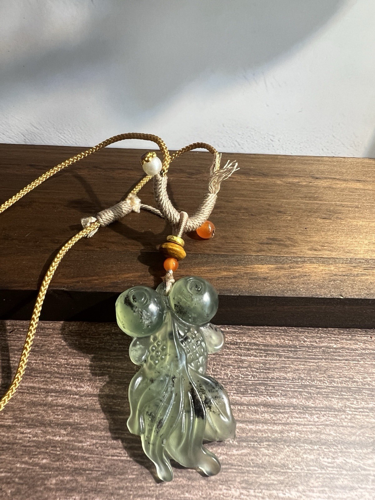 Natural sleeve jade goldfish hand-woven necklace