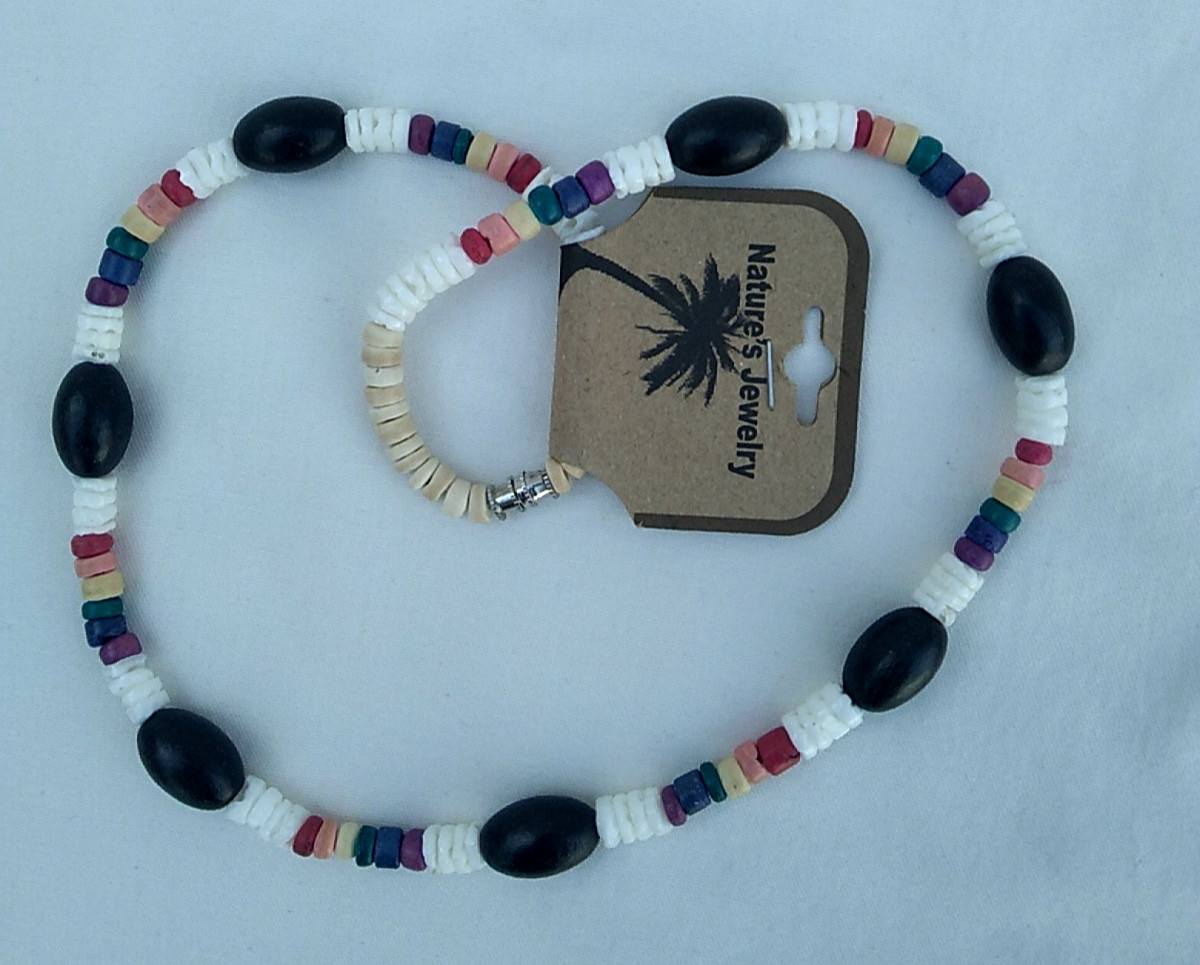 Rasta Ethnic Tribal Surfer Reggae Heishi Necklace 18″ Teen Men USA Seller New