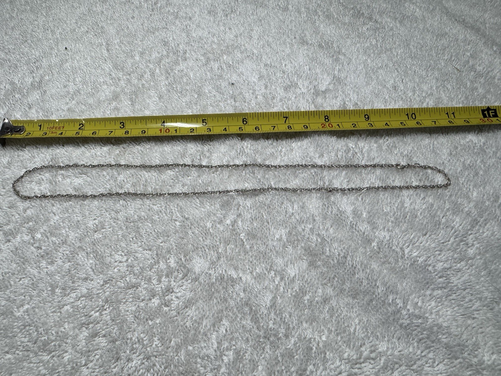 Antique 925Silver Rope Chain Necklace 18 in Metal, Spring Ring Closure, No Stone