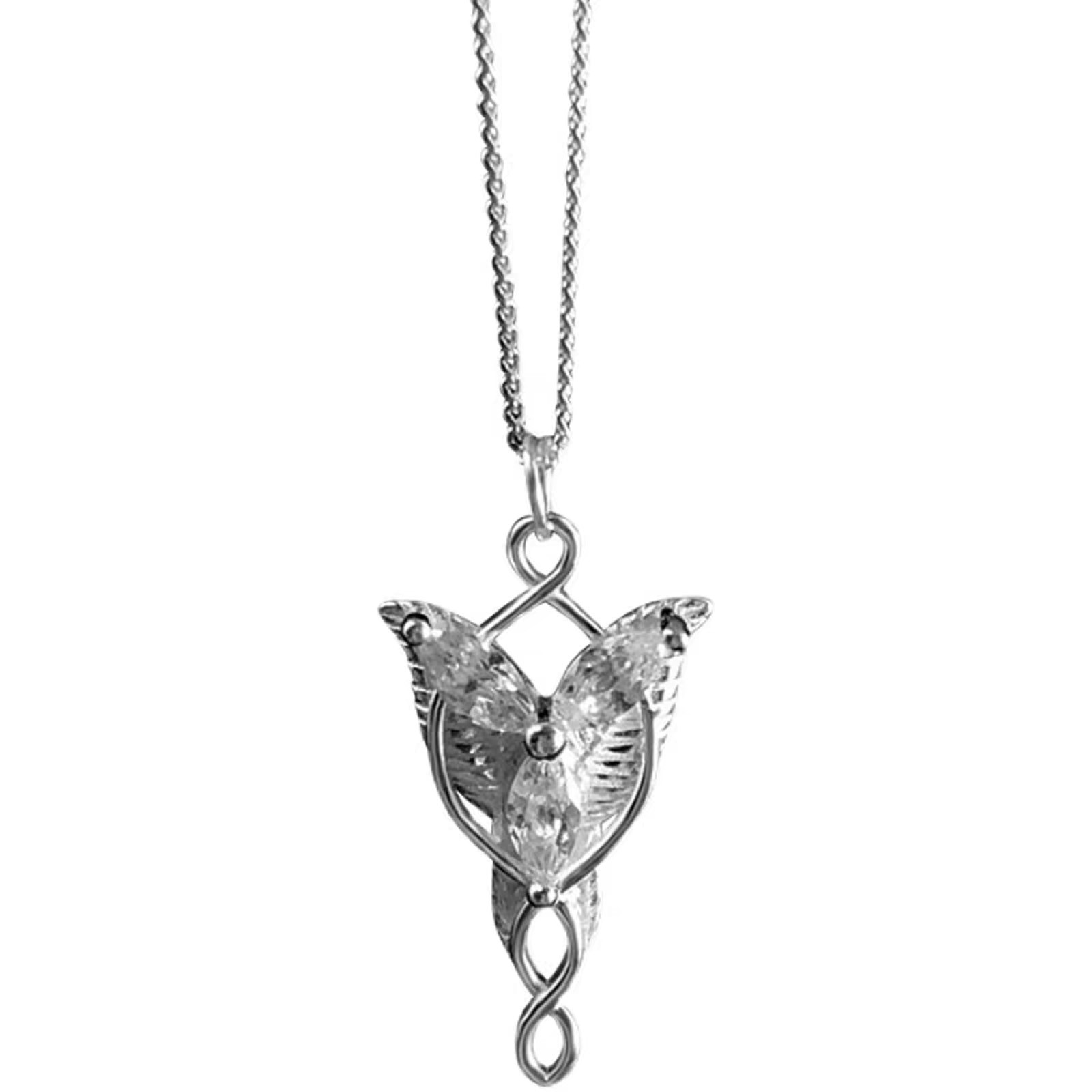 LOTR Arwen Evenstar Zircon 925 Sterling Silver Fine Pendant Necklace Ladies Gift