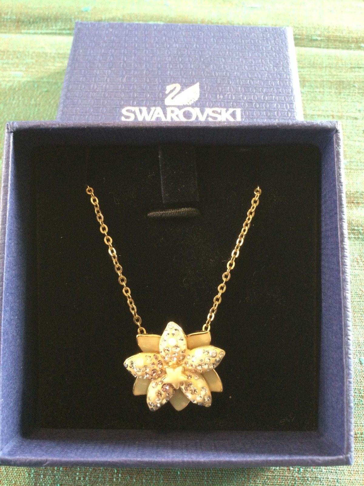 Genuine Signed Swarovski LOUELLA Flower Pendant, Boxed