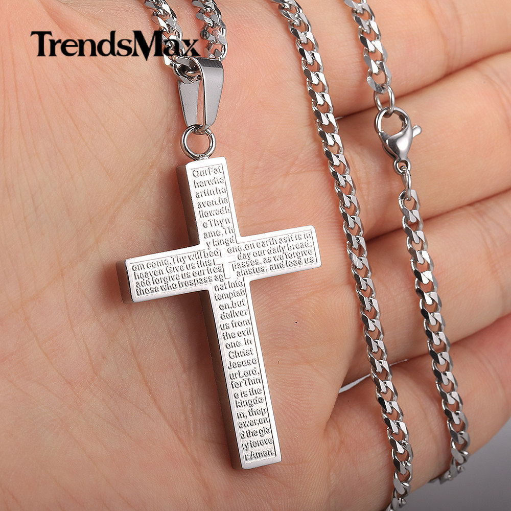 For Men Women Stainless Steel Jesus Christ Cross Pendant Necklace 16-30″ Chain