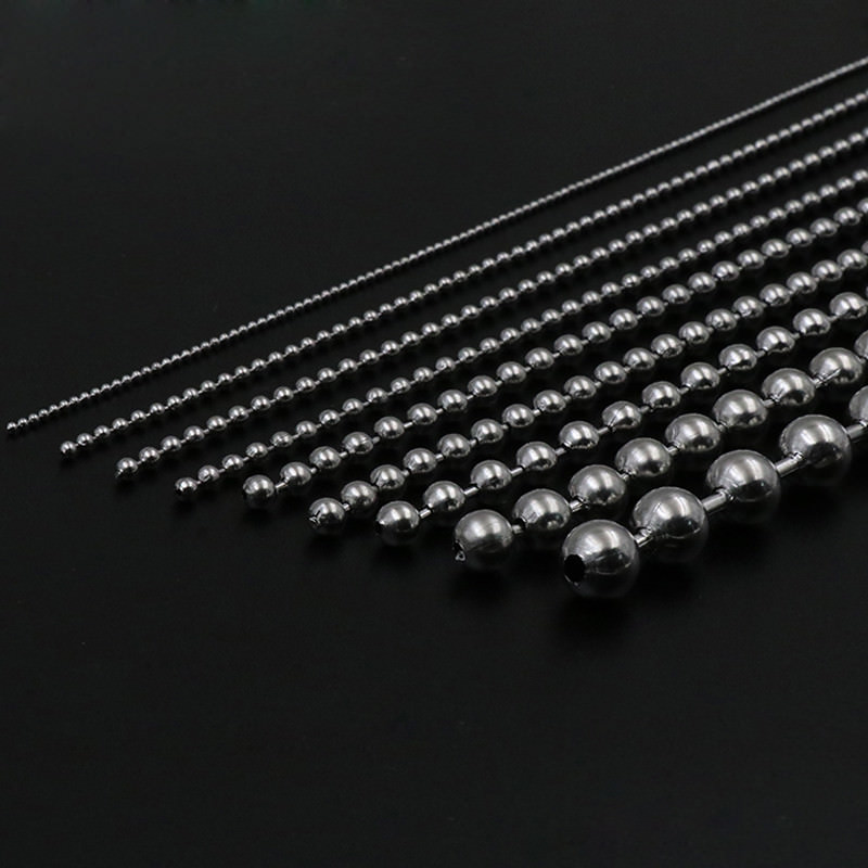 1.5mm-10mm Bead 304 Stainless Steel Ball Necklace Chain Silver Sold By Meters