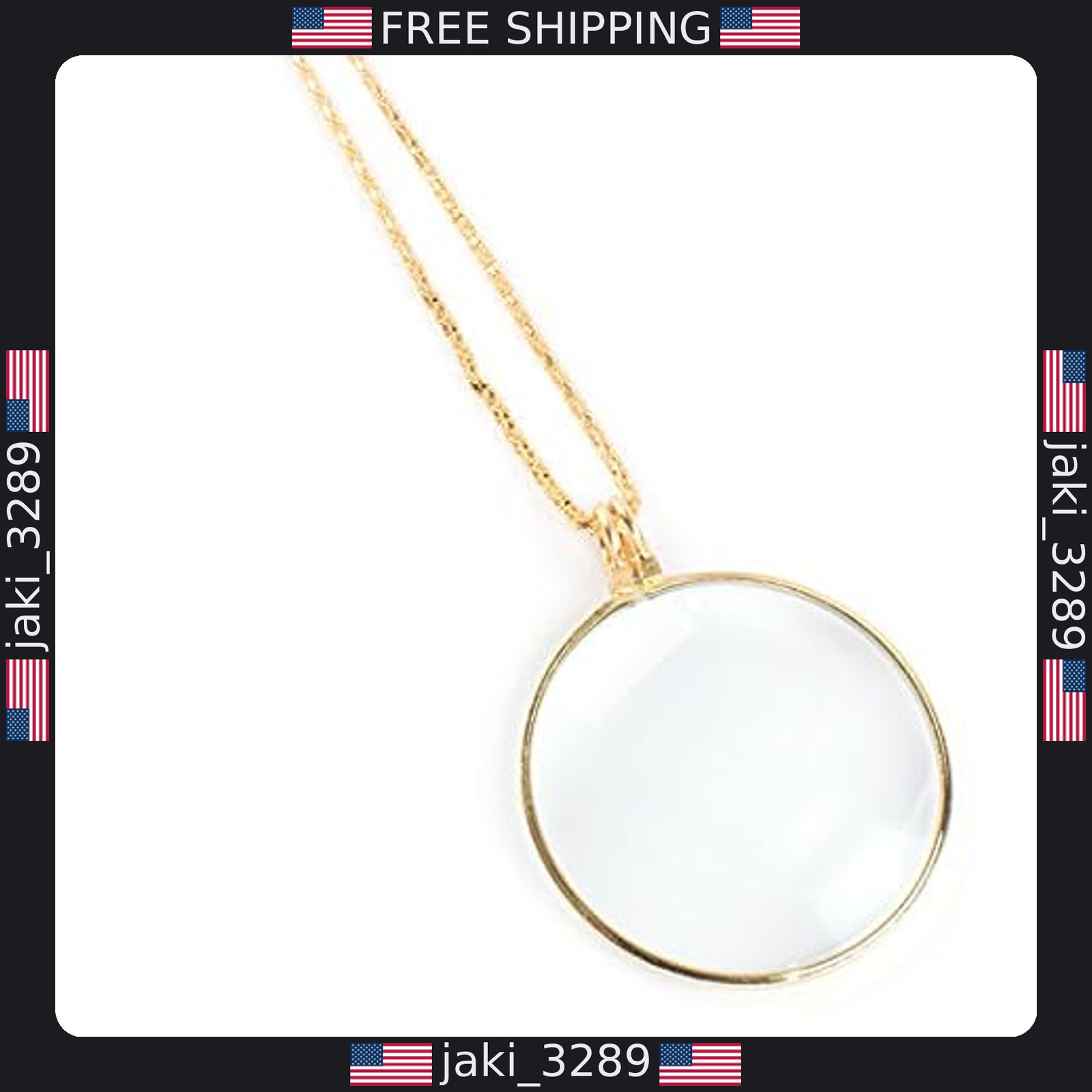 Gold Chain Necklace with 1.75″ Magnifier Lens – Perfect for Reading and Vision