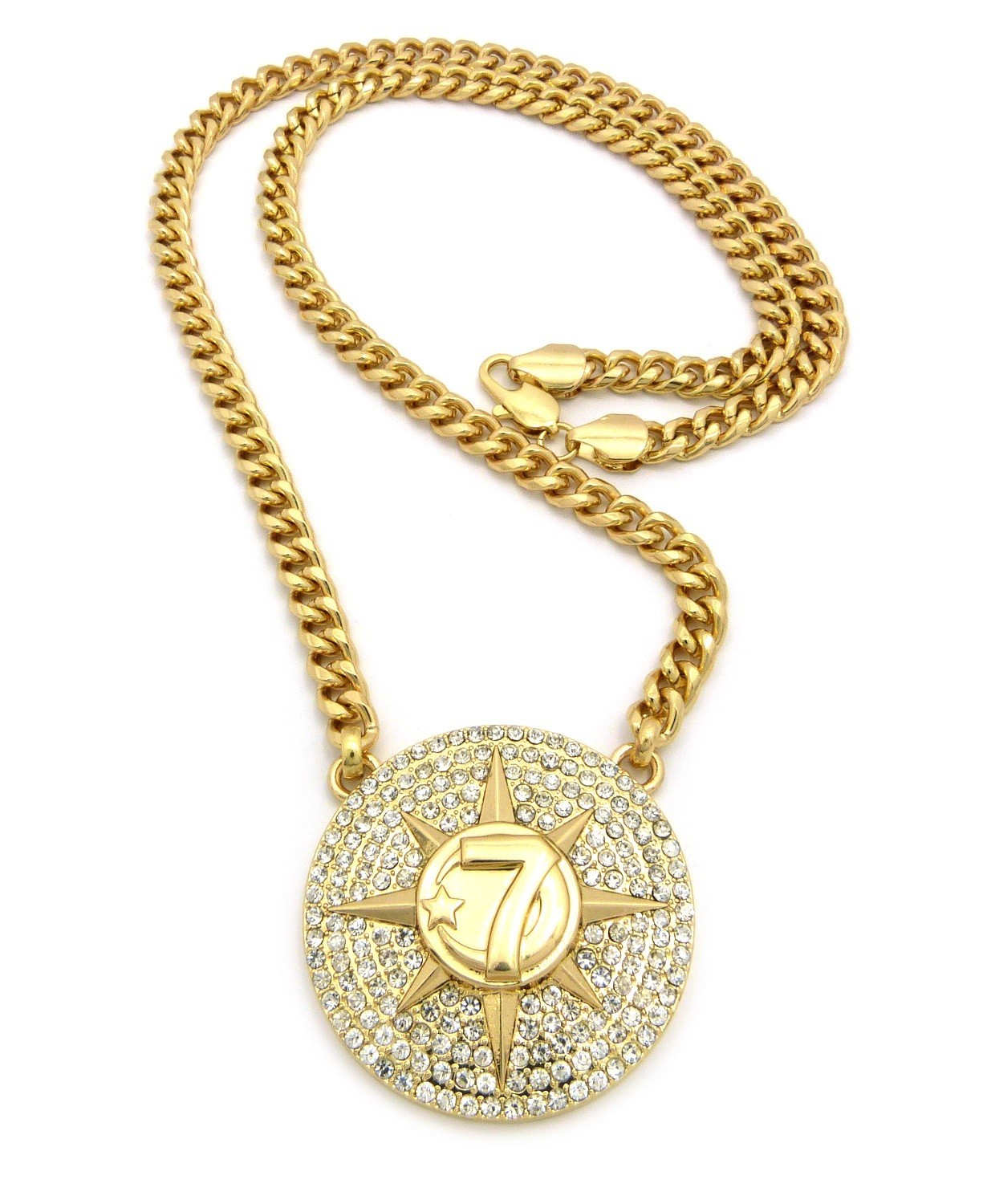 5 PERCENTER 7 Star Pendant 8mm 30″ Cuban Link Chain Hip Hop Necklace RC397