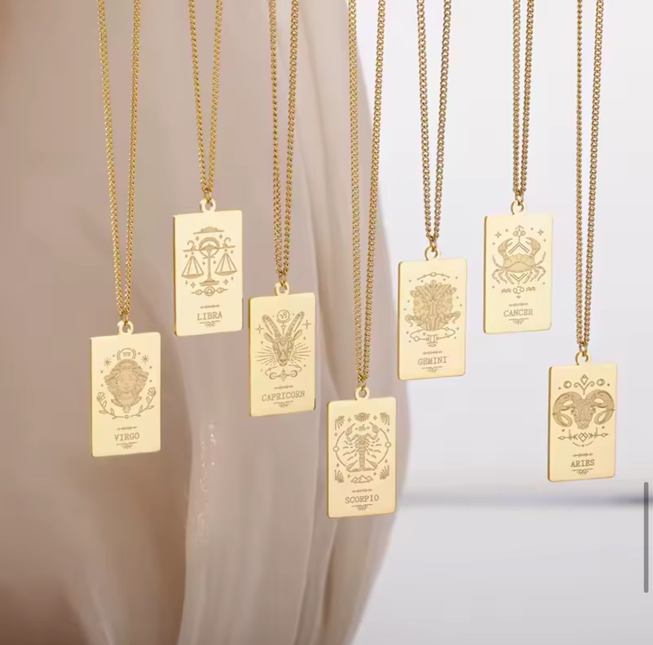 Horoscope 12 Zodiac Signs Necklace Pendant in Gold or Silver Astrological Gift