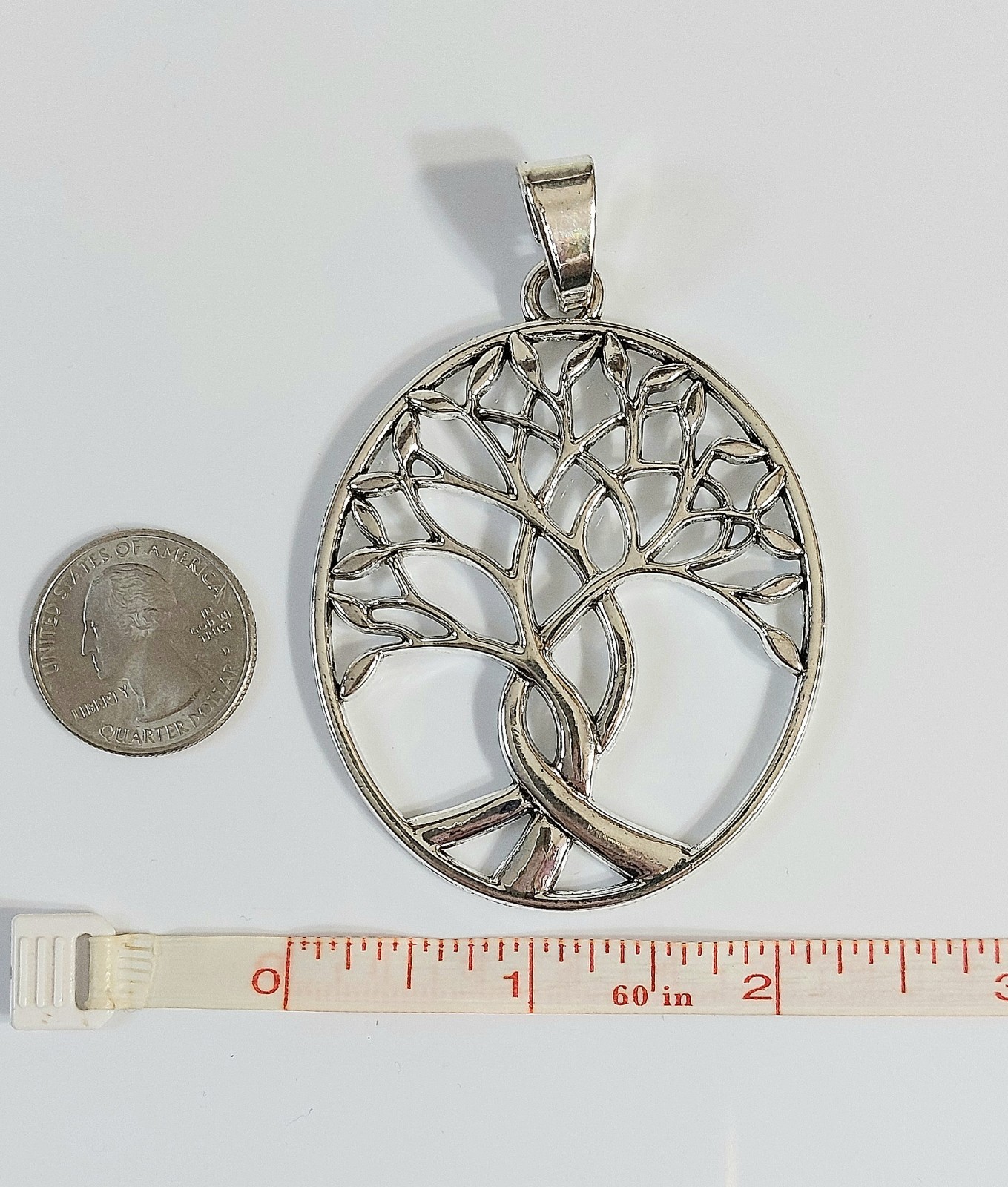 Silver Tree of Life Necklace Pendant Necklace – Womens Oversized Jewelry