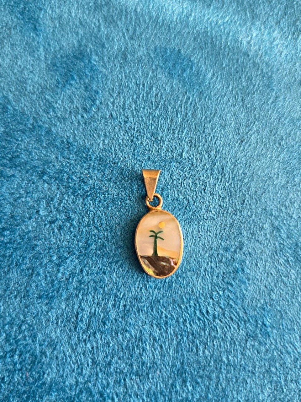 Silver Tone Oval Nature Scenic Charm Pendant with Bail