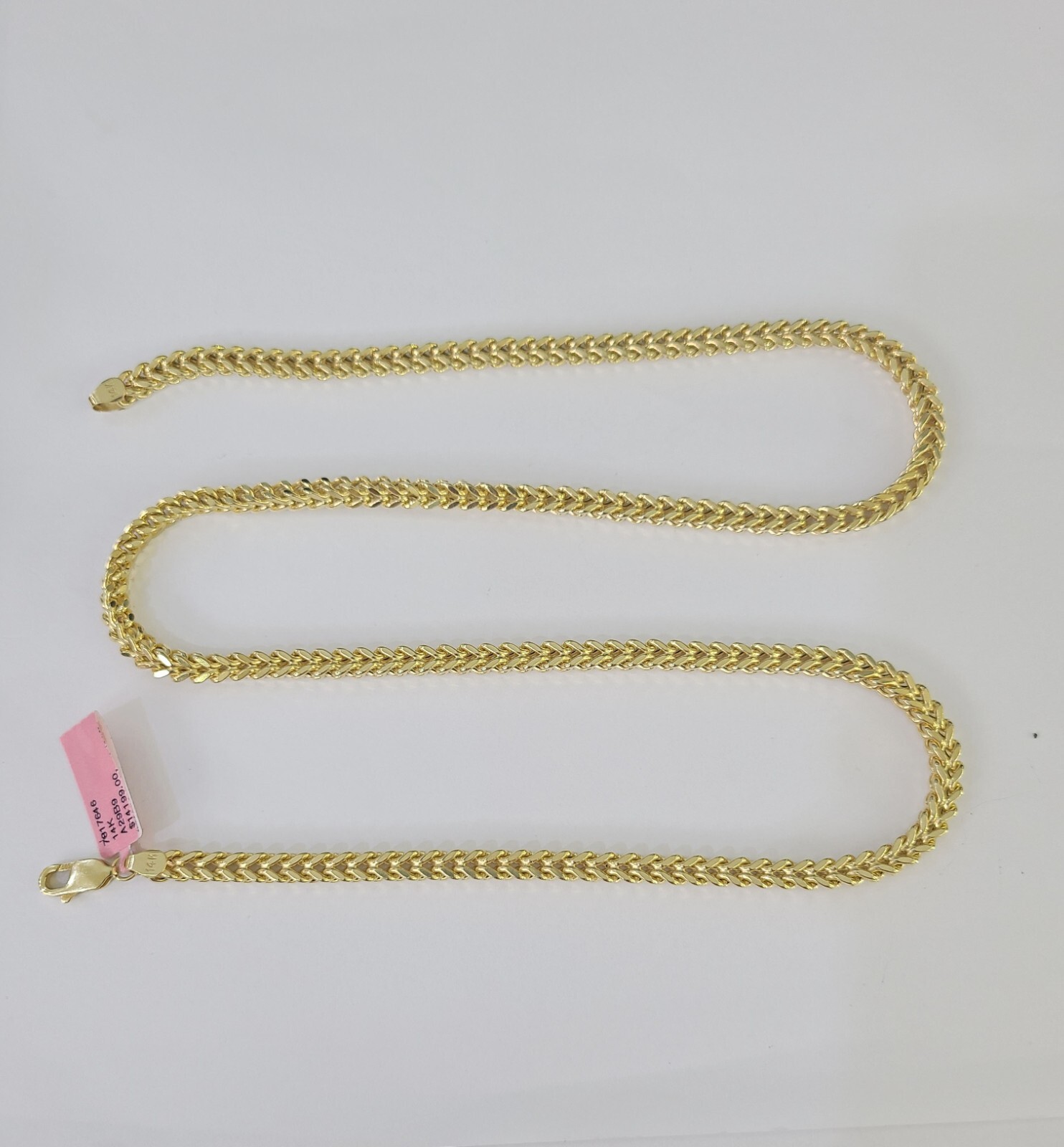 14K Franco Chain Necklace 4mm 24 Inch Real 14KT Men Women Yellow Gold