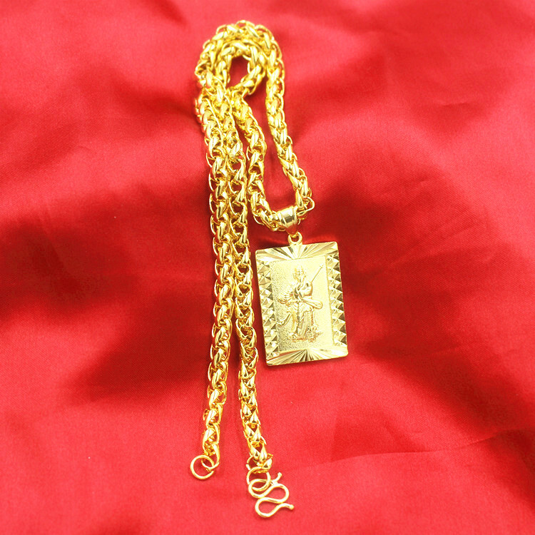 24K Thai Gold Men’s Long-Lasting Colorless Jewelry Necklace Guanyin Dragon