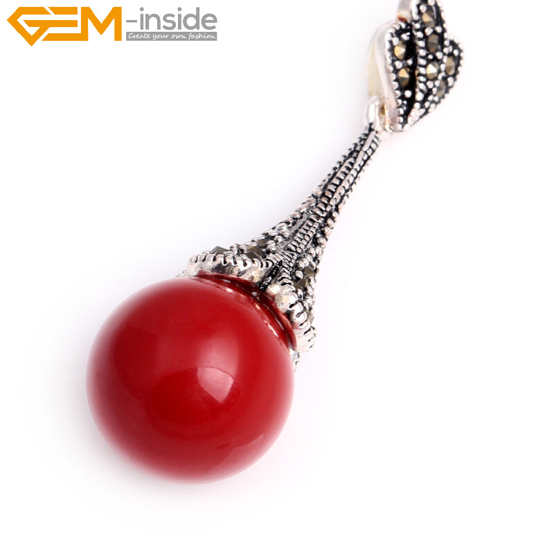 Tibetan Marcasite Silver Plated Assorted Color Stone Jewelry Necklace Pendant