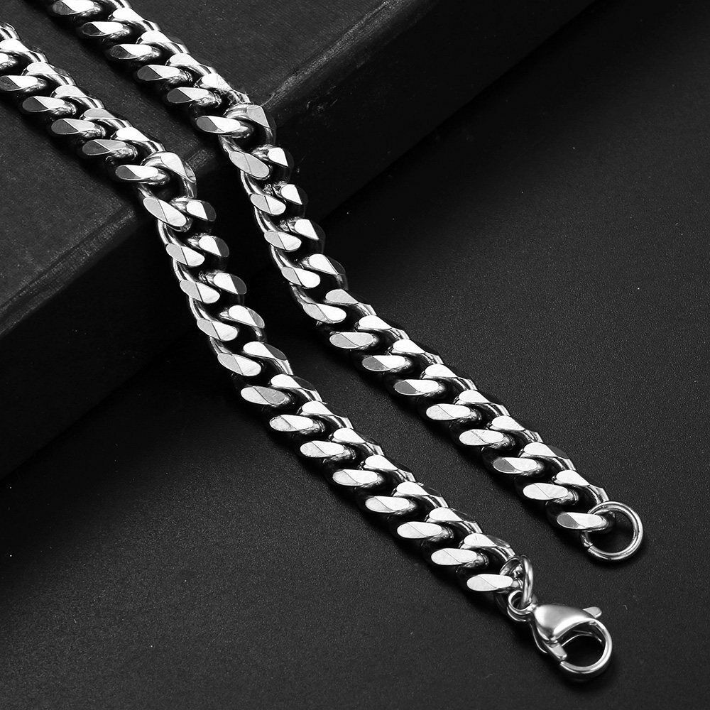 16-36″ Stainless Steel Silver Curb Cuban Chain Necklace Bracelet 3/5/7/9/11/13mm