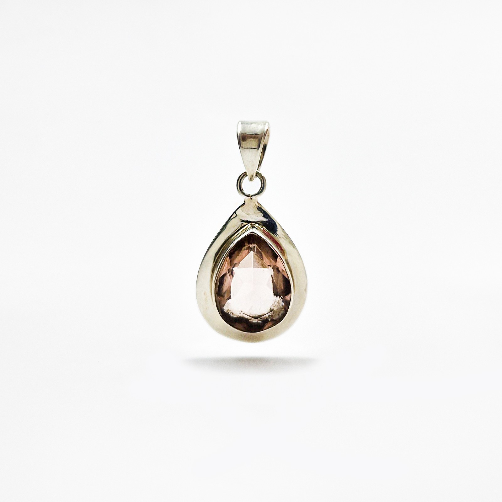 Pink Quartz 925 Sterling Silver Necklace Pendant Handmade Minimalist