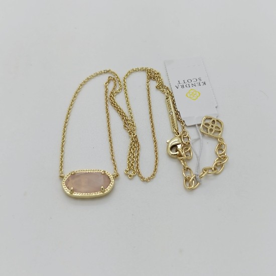New Kendra Scott Elisa Gold Pendant Necklace In Pink Quartz