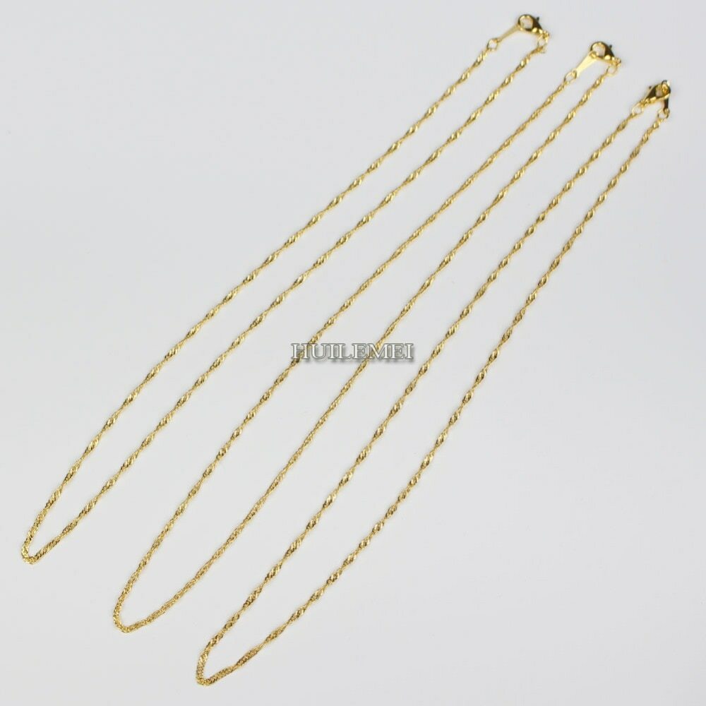 Wholesale Lots 10pcs/lot 2mm Gold Color Water Wave Chain Necklaces 16″-24″