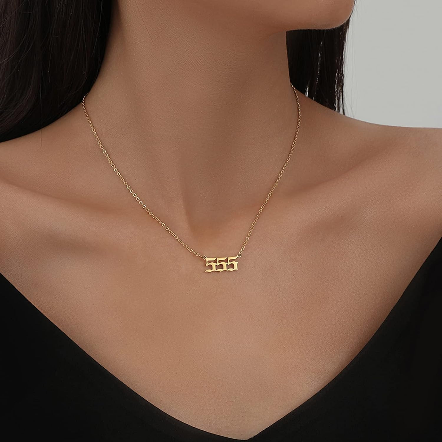 Angel Number Necklace, Dainty 18K Gold Plated Number 111 222 333 444 555 666 777