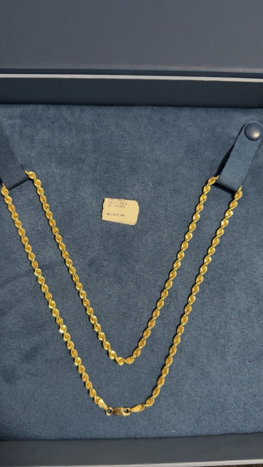 14k Yellow Gold Rope Chain Necklace 22 in Lobster Clasp, No Stone