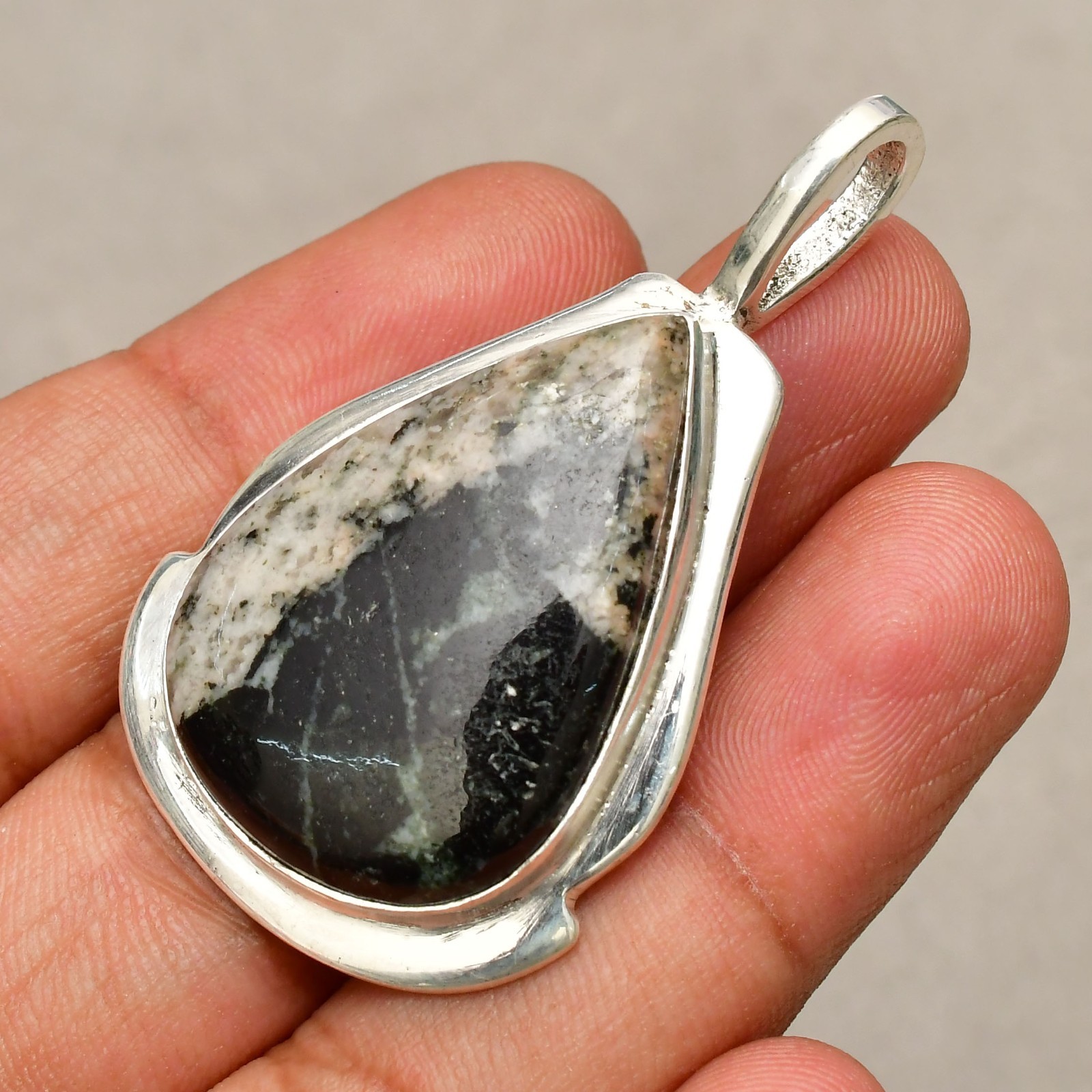 Kambaba jasper Gemstone Handmade 925 Sterling Silver Jewelry Pendant 1.88″