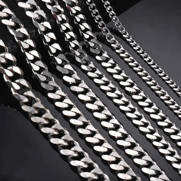 Stainless Steel Cuban Link Chain Necklace – Gold – Multiple Length & Width Optio
