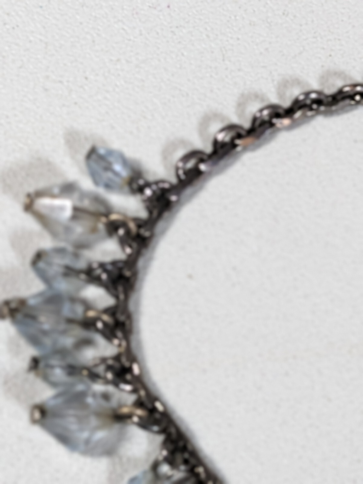 Gunmetal Gray Acrylic Round Charm Bead Choker Necklace 15 in