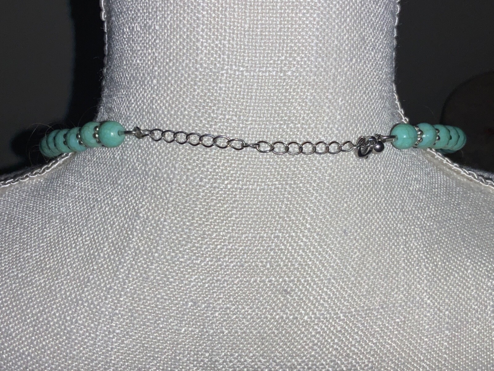🌸 Ladies Silver Faux Turquoise Bead Pendant Collar Necklace (N6) 🌸