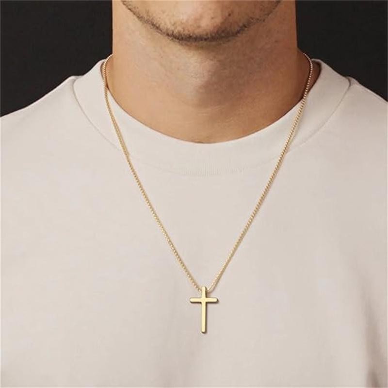 Cross Necklace for Men Women, 3Color Option, Cross Chain, Simple Stainless Steel