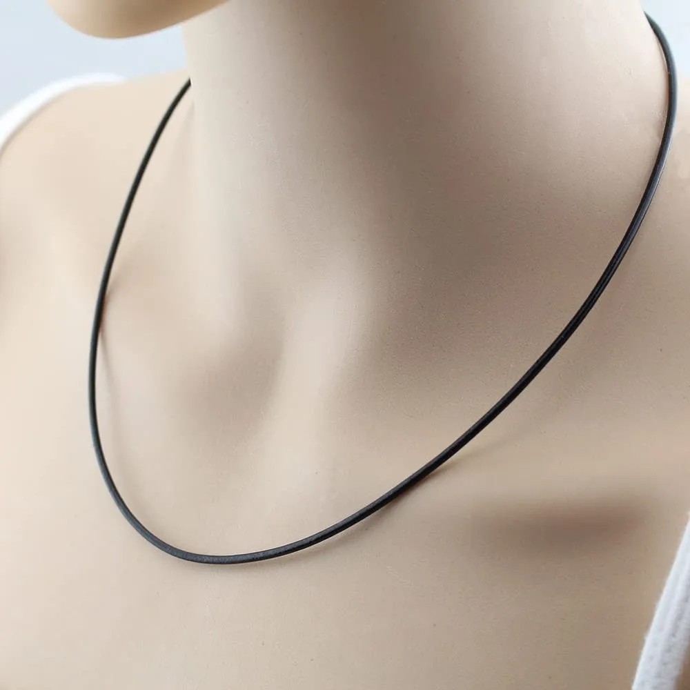 Black Leather Braided Rope Chain Necklace Cord Stainless Steel Clasp DIY Craft