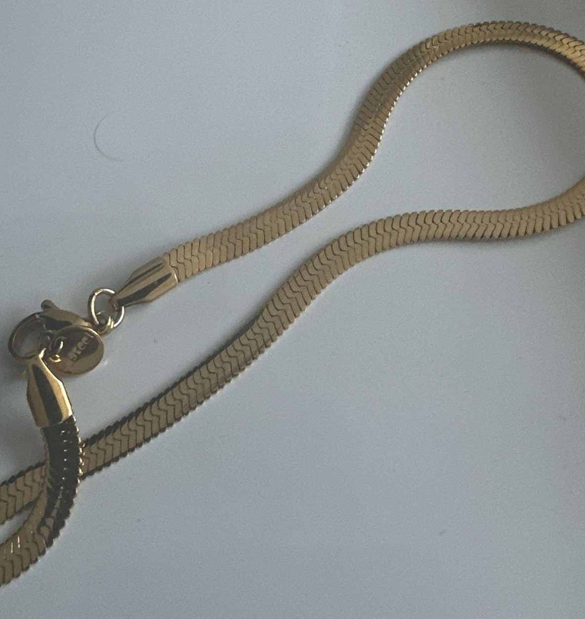 S. steel Beautiful Gold Tone Herringbone Chain Necklace Jewelry
