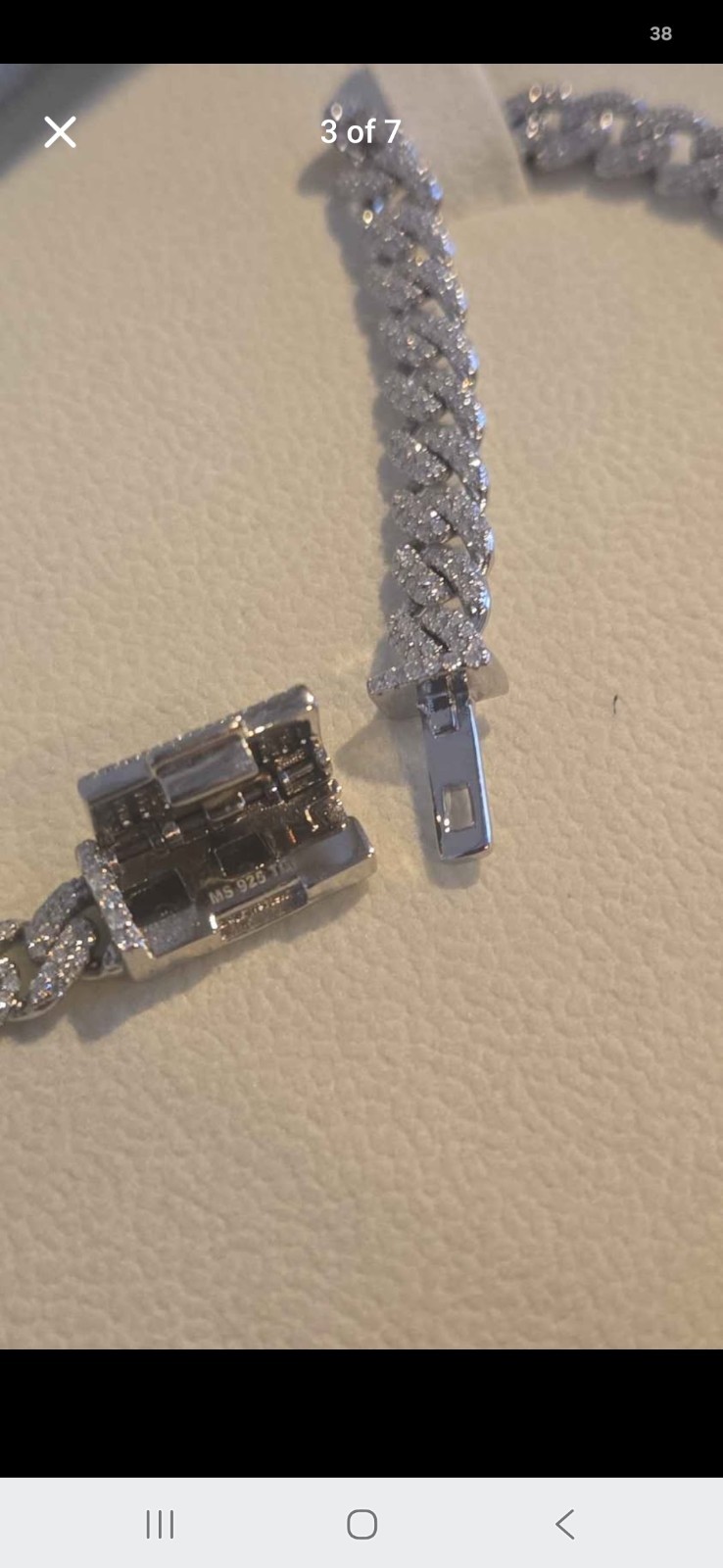 6mm 24″ Moissanite 925 Silver Cuban Link Chain Necklace Silver Tone Box Clasp