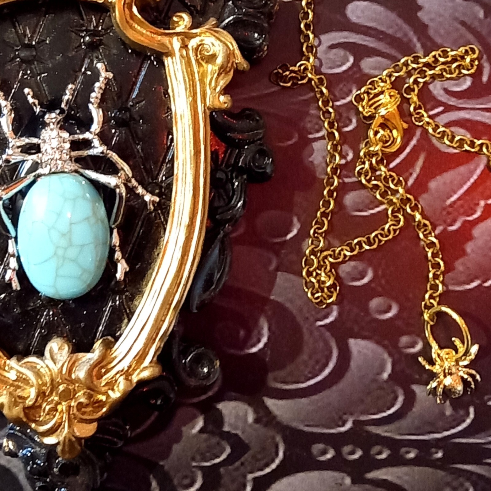 necklace woman pendant art deco nouveau talisman luck luxury jewelry blue spider