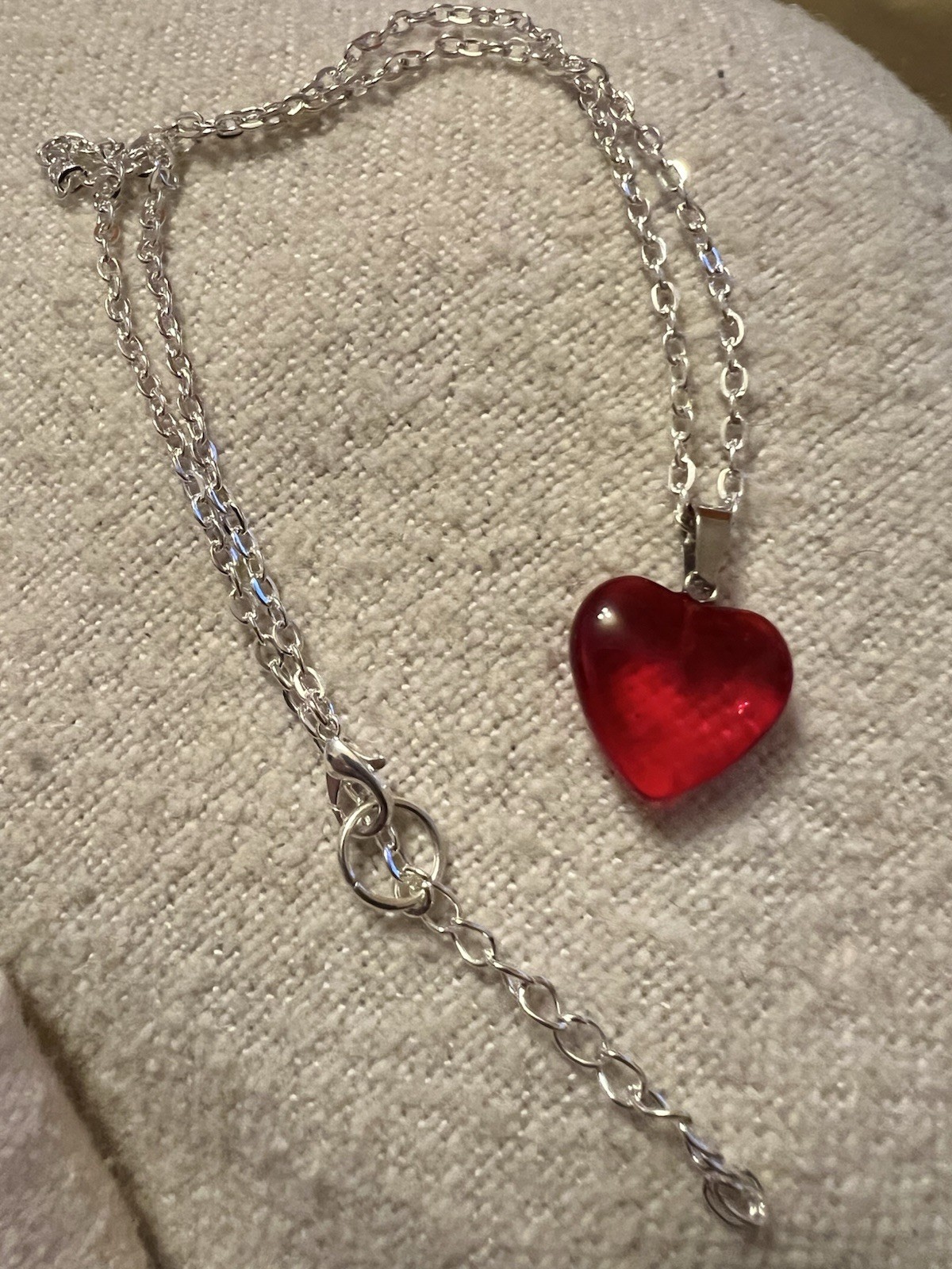 Small Red Love Heart Crystal Pendant Necklace Goth VALENTINES DAY UK SELLER
