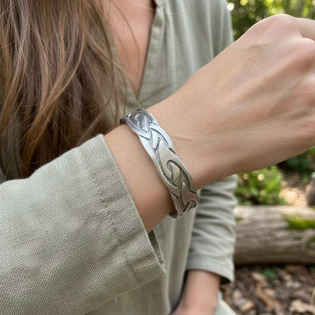 Celtic Cuff Bracelet Irish Scottish Mens Womens Pagan Gift PEWTER