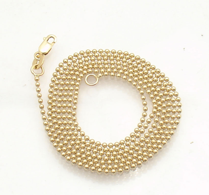 1.5mm All Shiny Round Bead Ball Chain Necklace REAL Solid 10K Yellow Gold