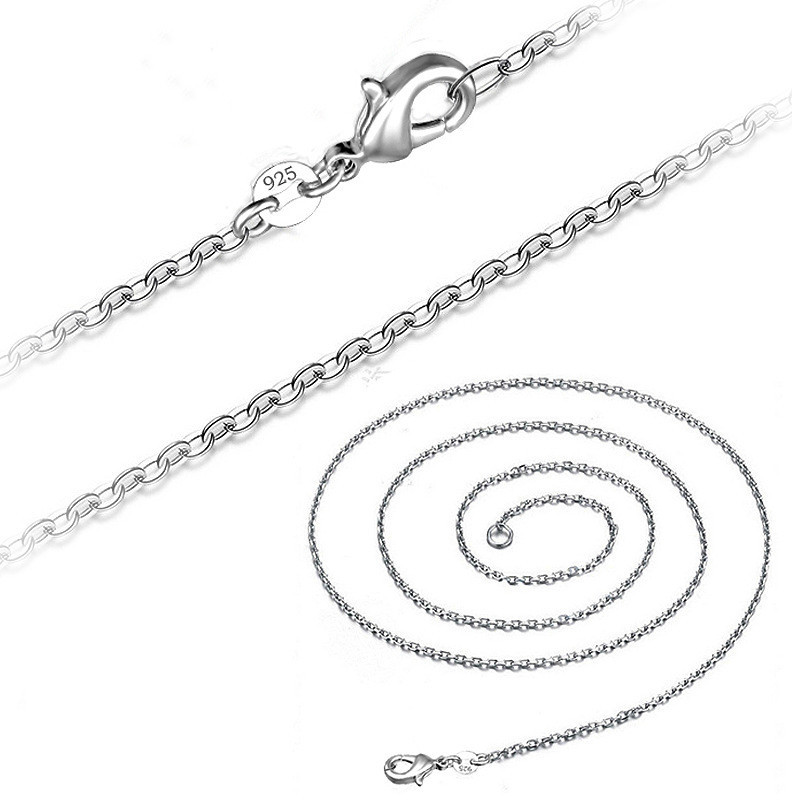 10pcs 1mm 925 Silver Plt “O” link Chain Necklaces 16″ 18″ 20″ 22″ 24″ Wholesale