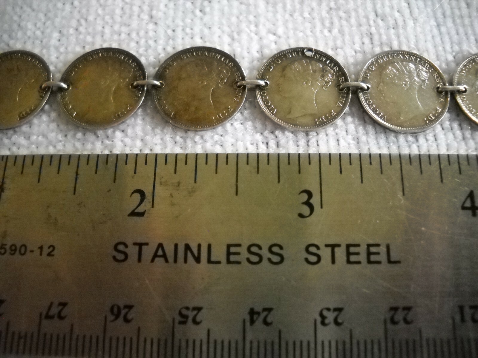Great Britain Silver 3 Pence Coin Choker 22 coins 15 inch ONE OF A KIND 1880’S