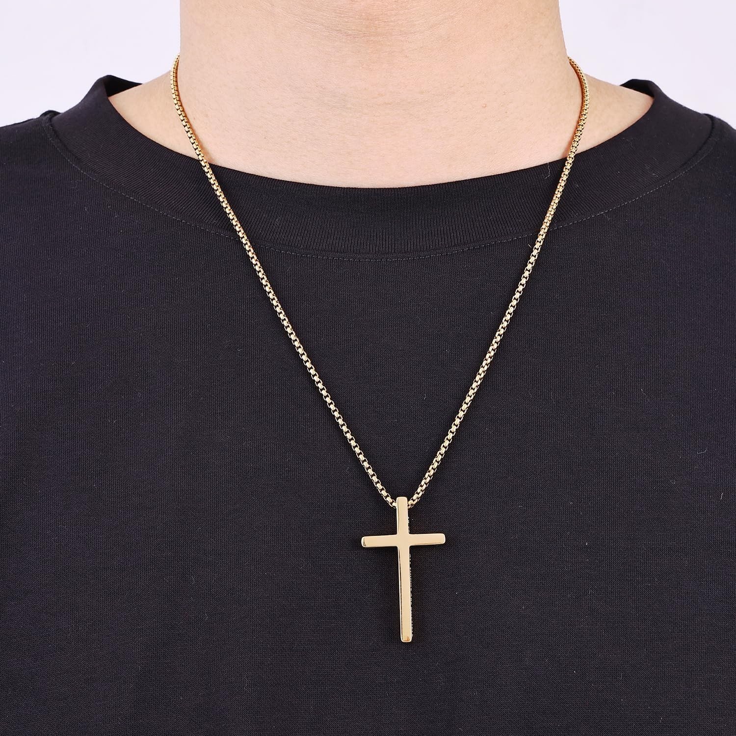 Personalized Cross Necklace for Men Women Custom Engraved Cross Pendant Necklace