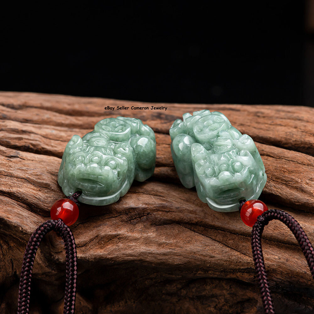 Real Grade A 100% Natural Green Jade Jadeite Women Lucky Pixiu Bead Pendant