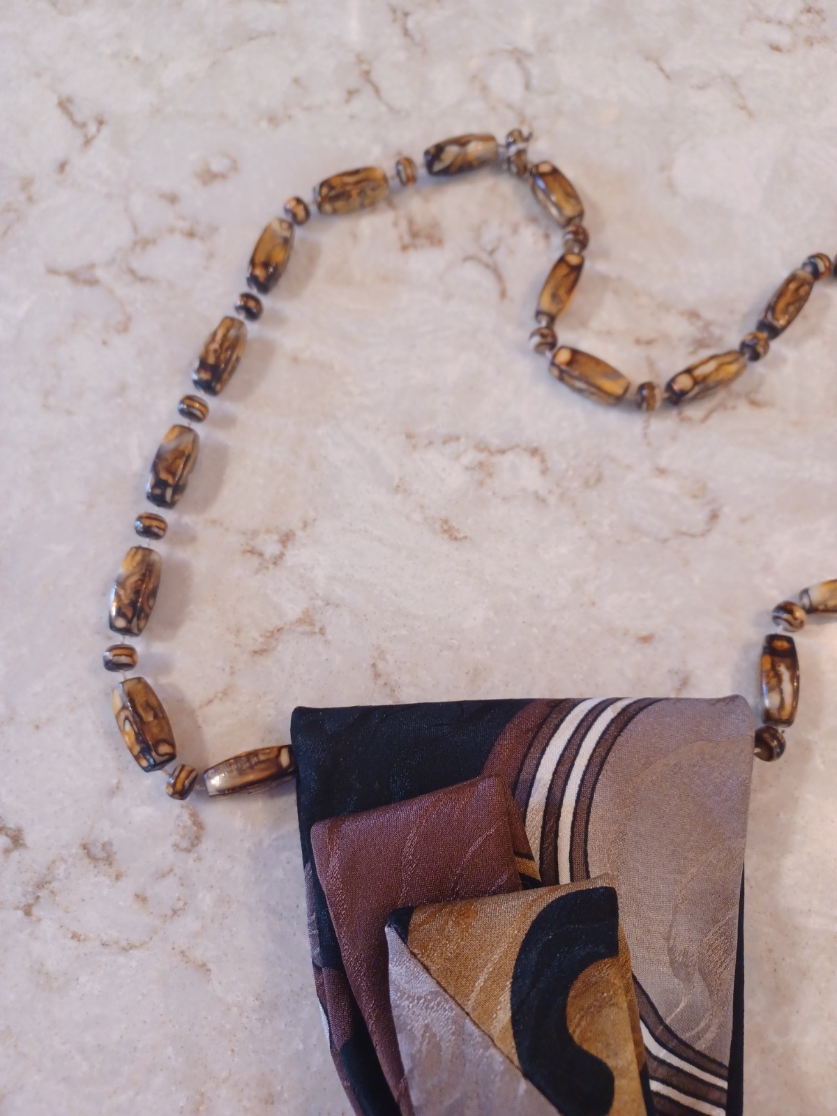 Handcrafted Necktie Necklace Brushed Silver And Gold Brooch