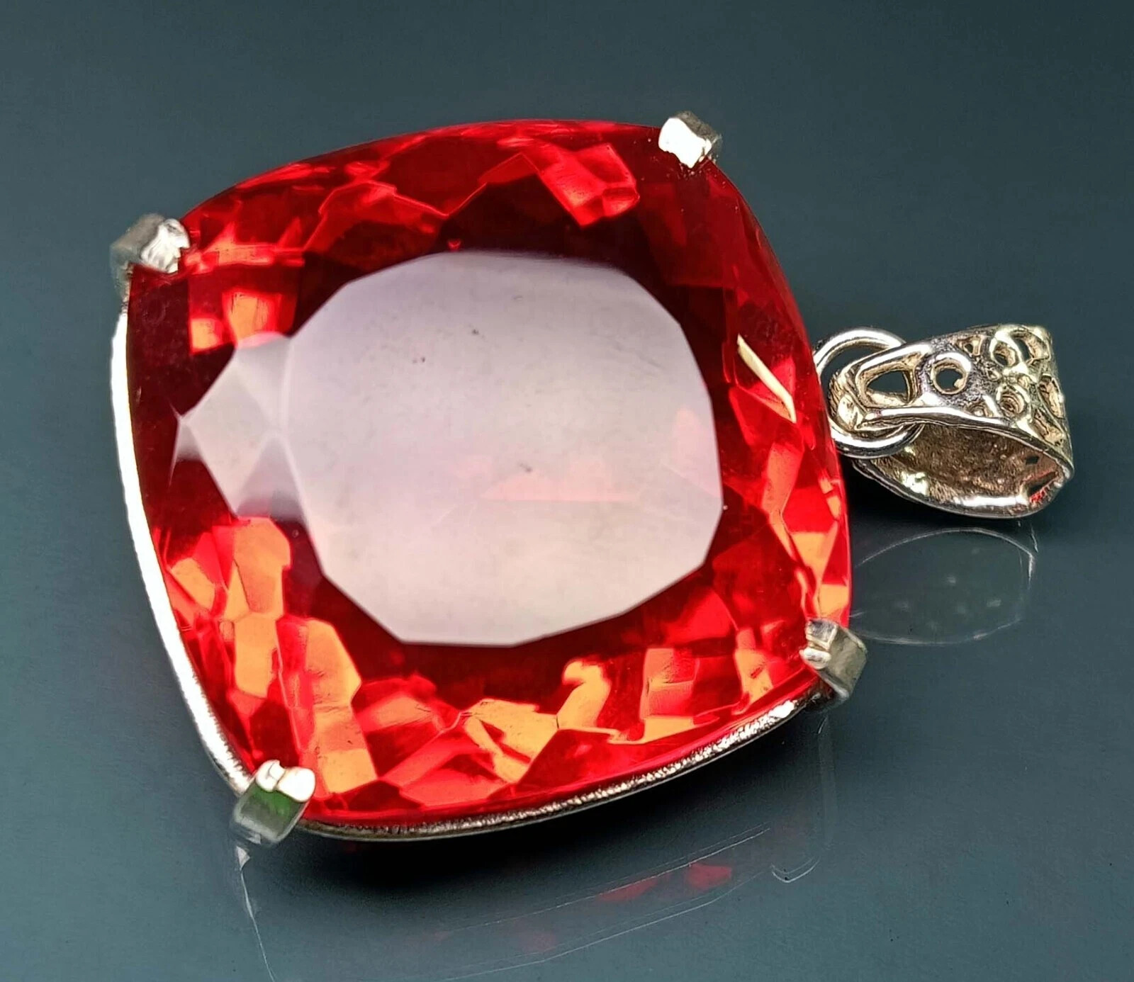 95-96 Ct Red Topaz Pendant Certified Cushion Cut Natural Loose Gemstone PD024
