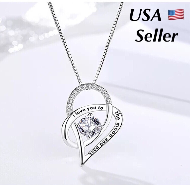 I Love You To The Moon and Back Heart Pendant Necklace Valentine’s day gift
