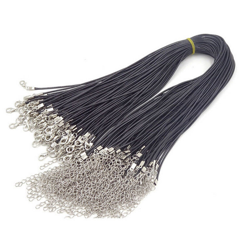 10-100Pcs Black Leather Necklace Rope Cord Chain String for DIY Jewelry Making