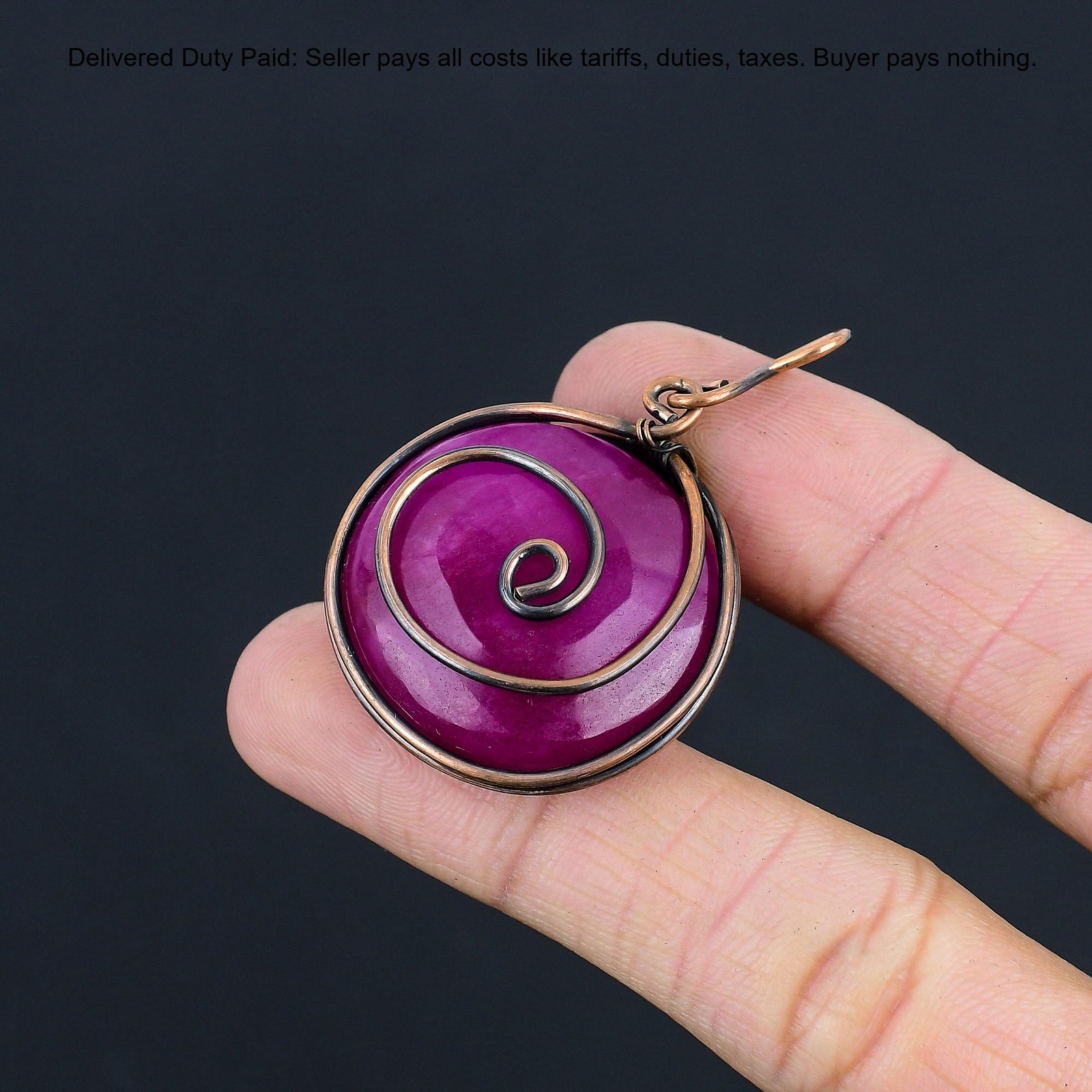 Natural Kashmir Rubi Copper Boho Wire Wrapped Daughter Artisan Birthday Pendant