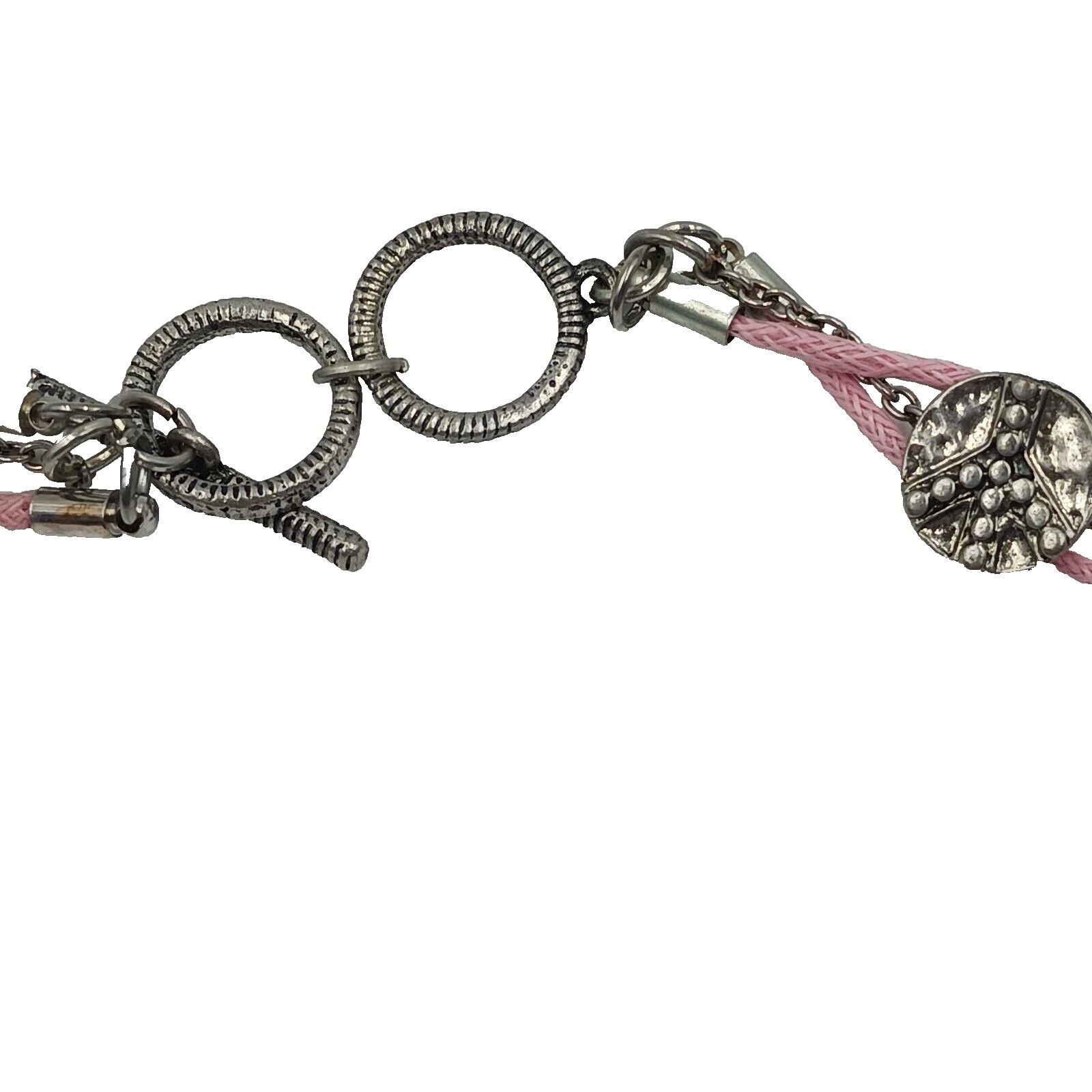 TYJ Collection Choker Necklace Peace Signs Corded And Chain Layered Pink 14″
