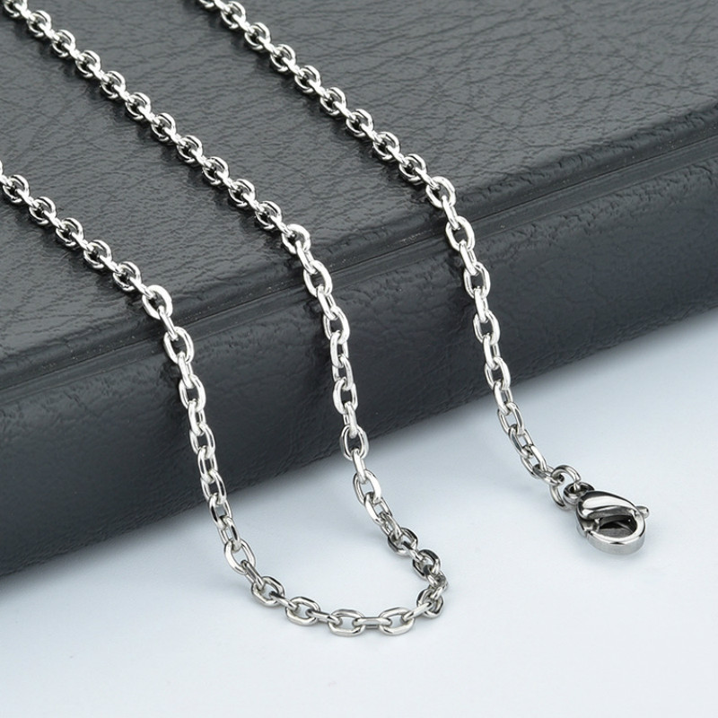 10pcs 3mm Stainless Steel “O” Shape Rolo Link Chain Necklace for Women Men
