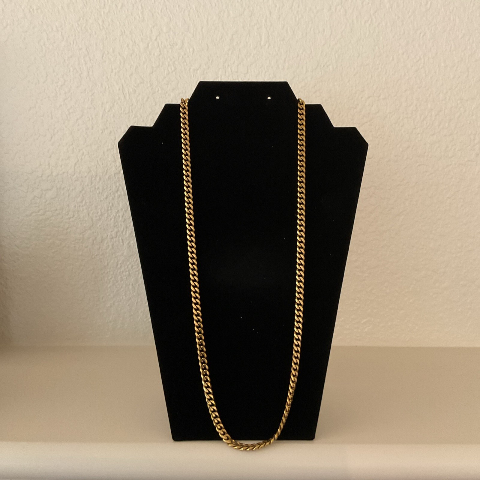 Gold Plated Chain Necklace – 3.8 mm Thick & 26 inch Long Cuban Adjustable Length