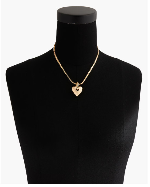 J.CREW Puffy Gold Plated Heart Pendant Necklace, Retails $49.50 NWT!