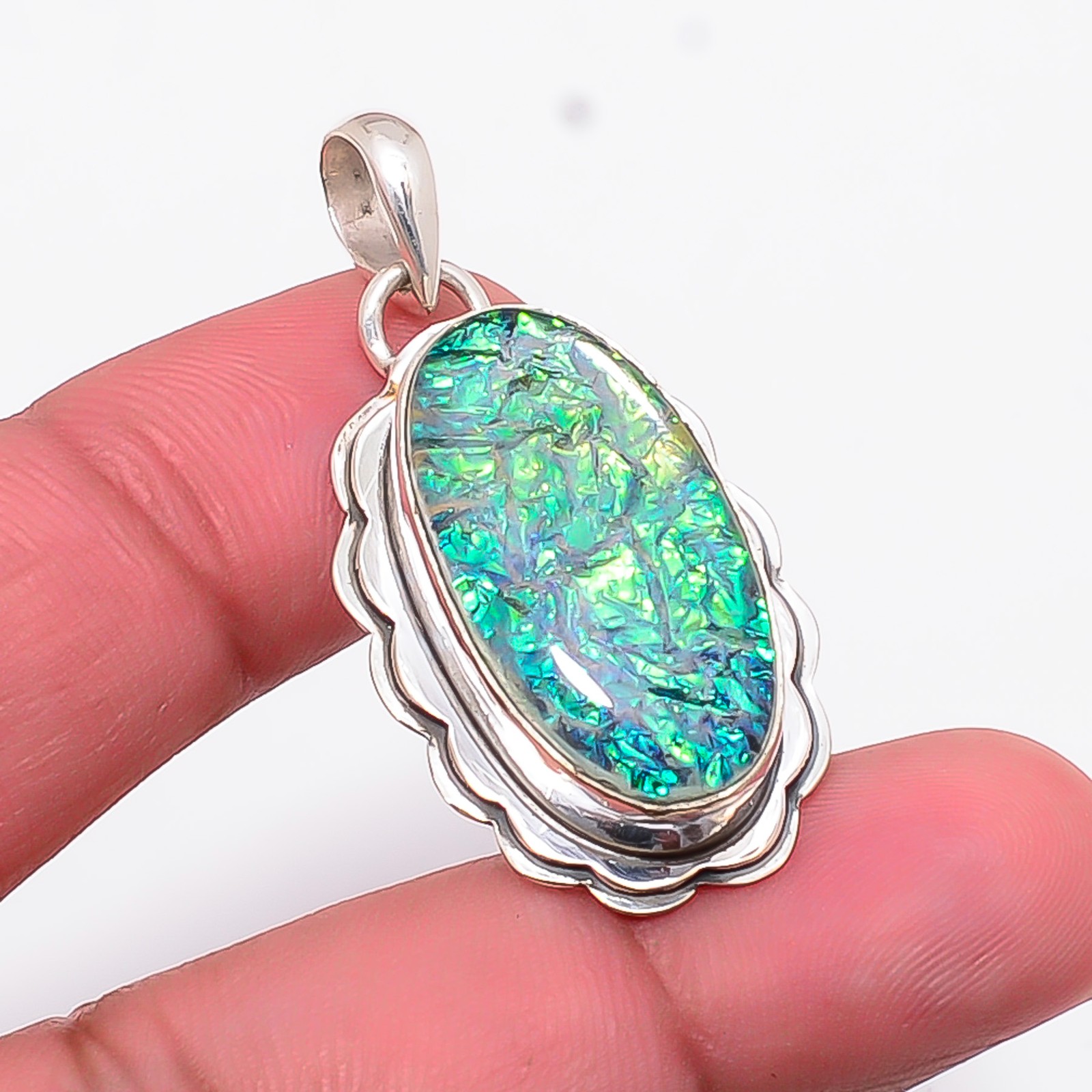 Opal Gemstone 925 Sterling Silver Jewelry Pendant 1.65″ P10890123829