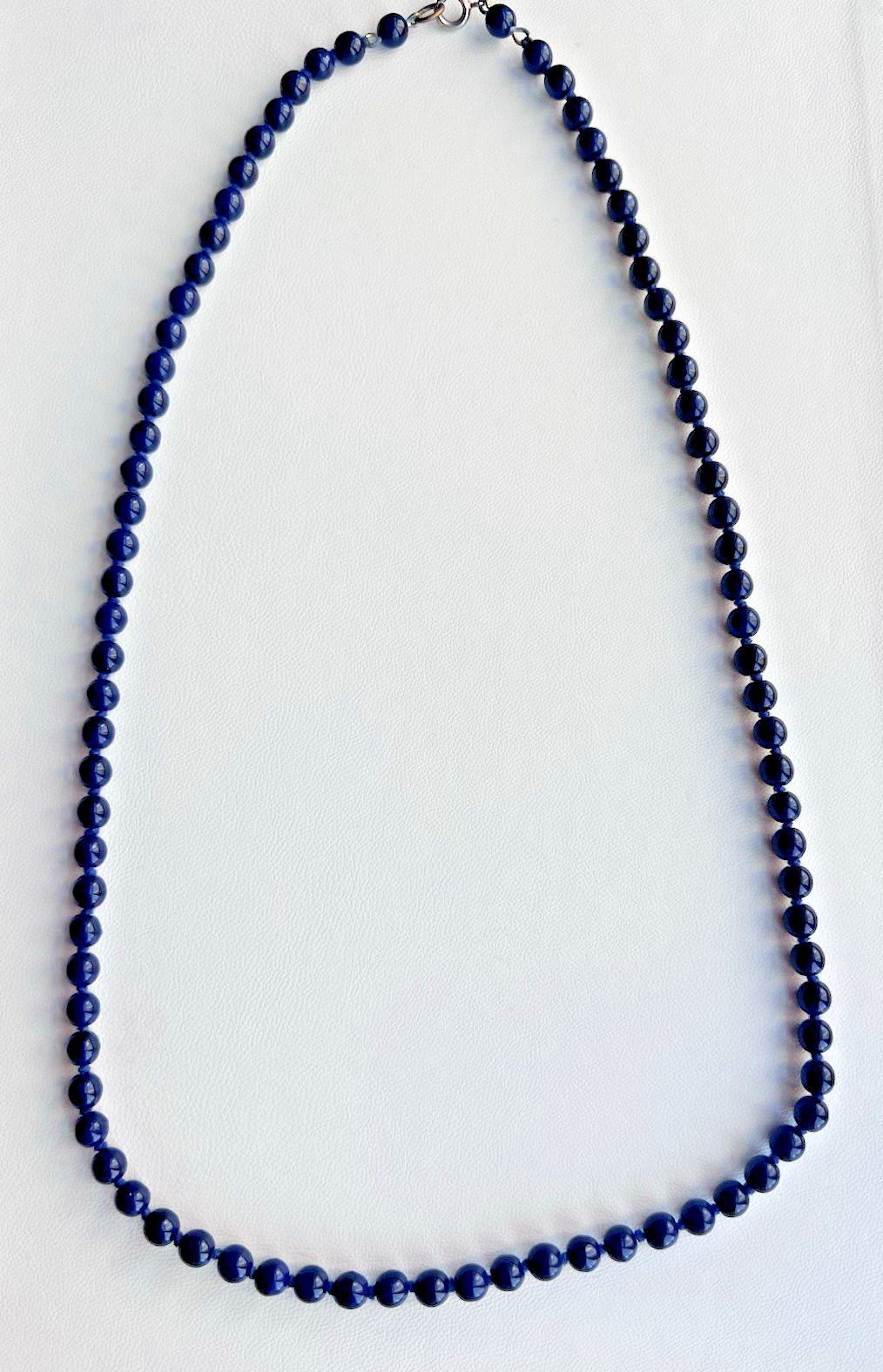 Dark Blue Beaded Necklace Spring Ring Closure Fashion Jewelry